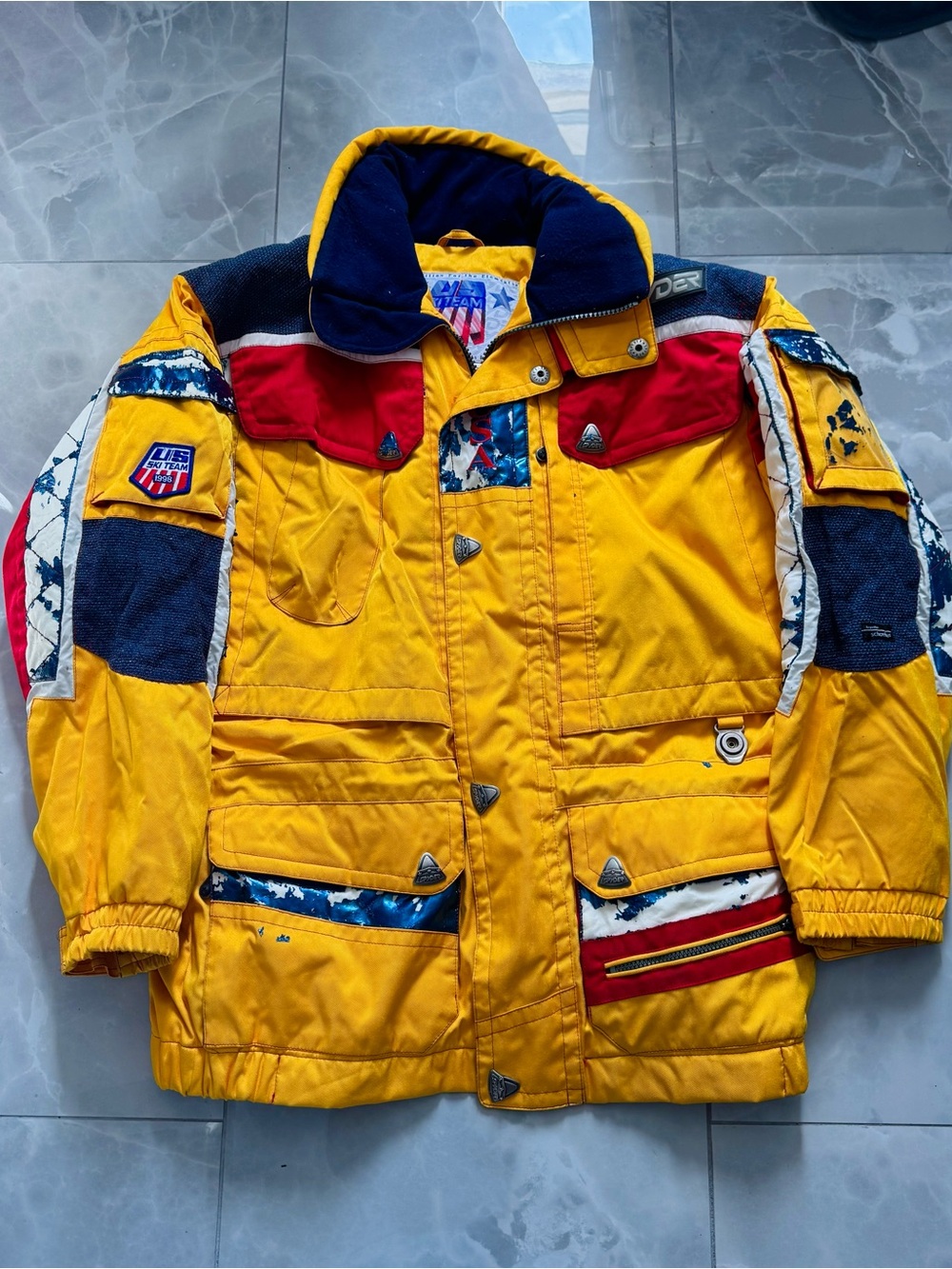 Vintage Spyder USA Ski Team Ski Jacket Mens Size L Yellow Eagle RARE